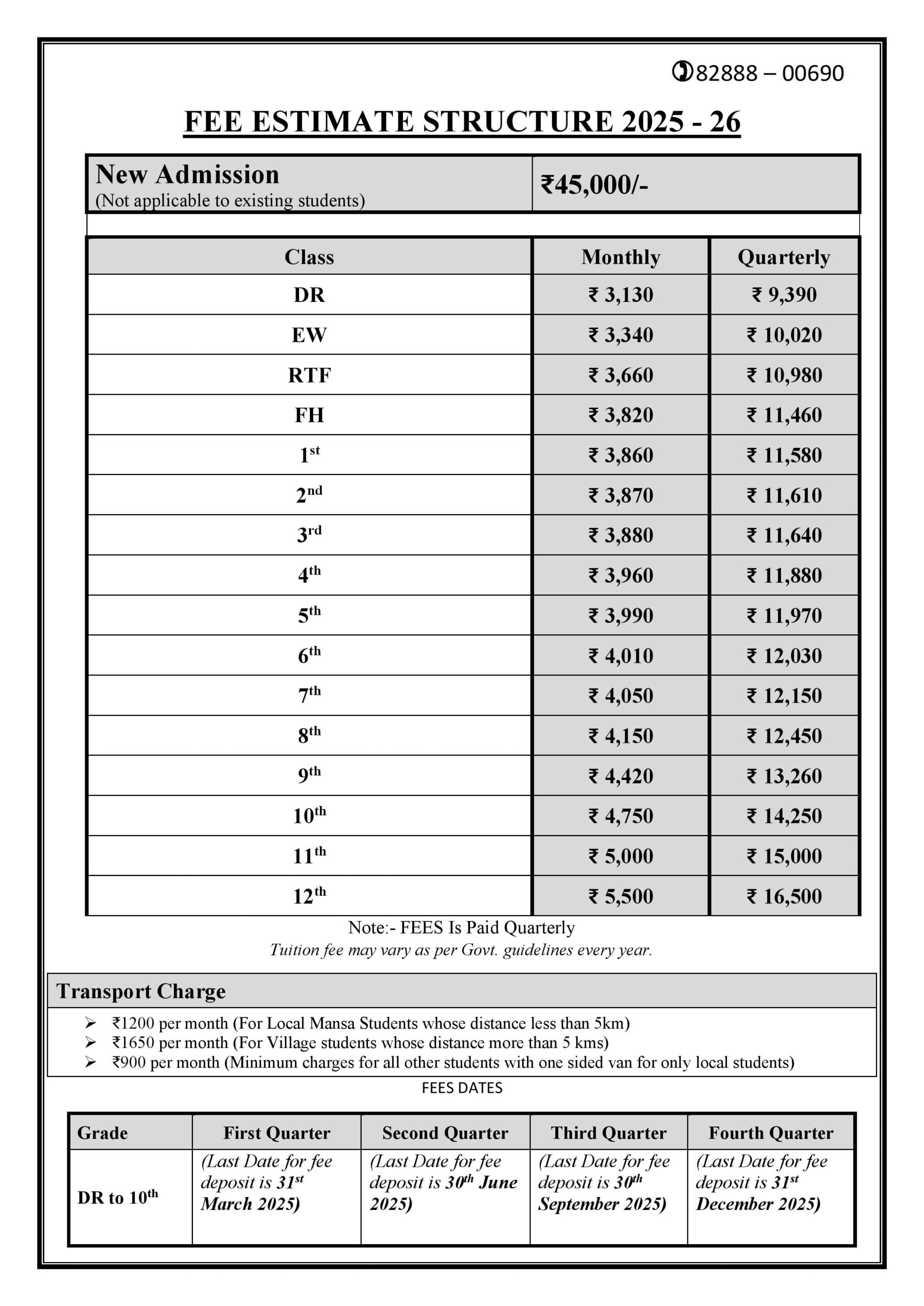Fee Structure 25-26